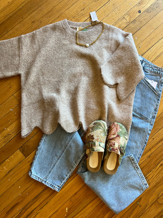 Scallop Taupe Sweater