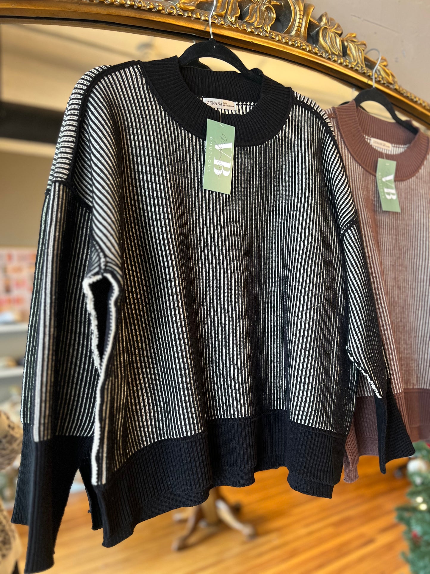 Two Tone Black Sweater