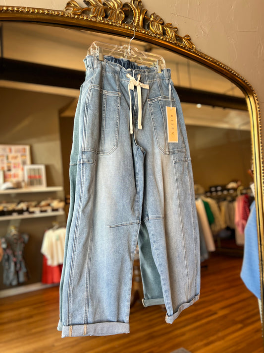 Light Wash Cargo Pocket Pants