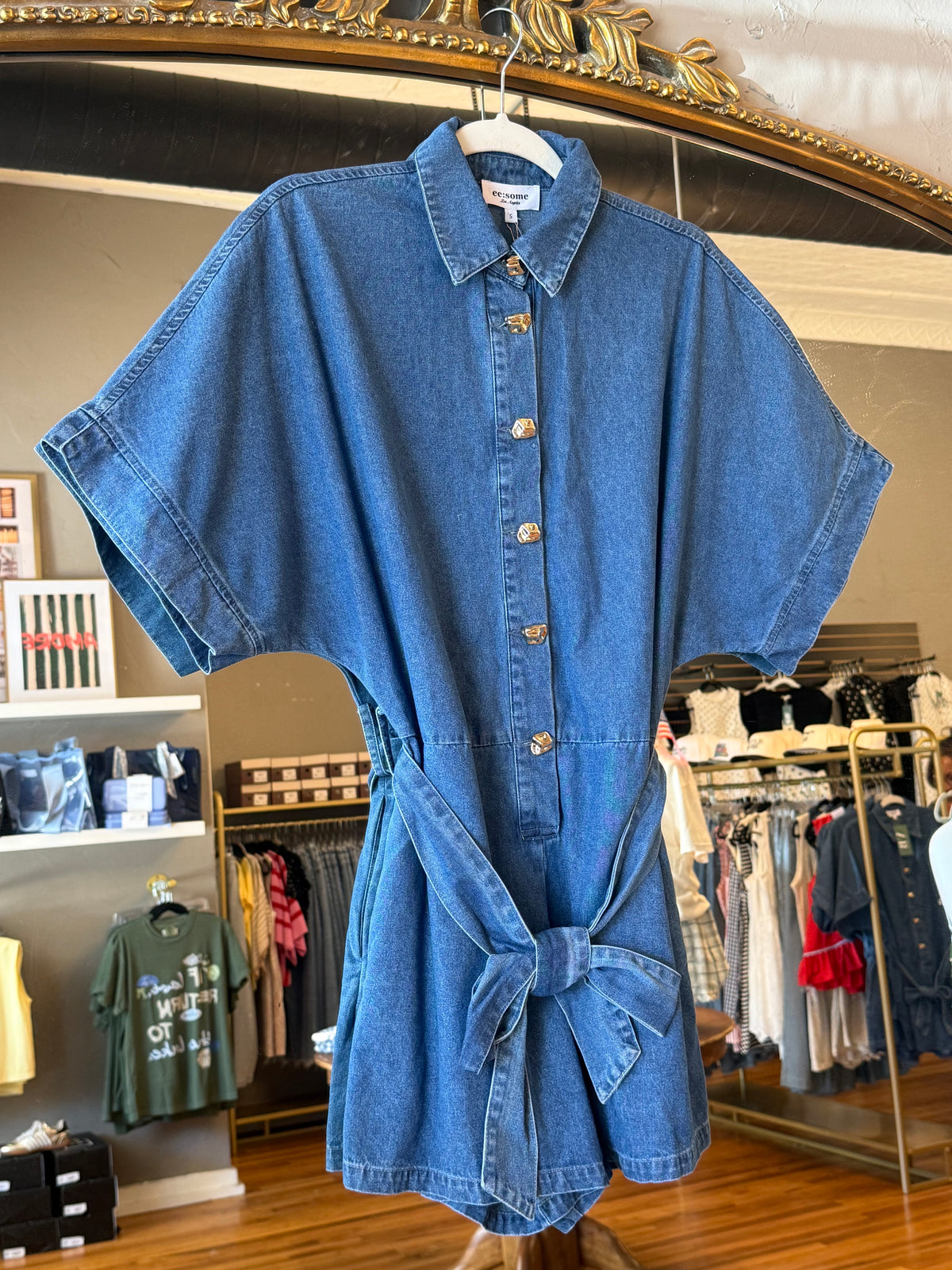 Denim Belted Romper