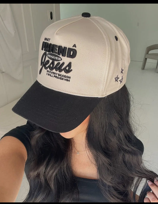 Friend In Jesus Embroidered Trucker