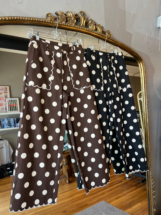 Scallop Edge Dot Pants