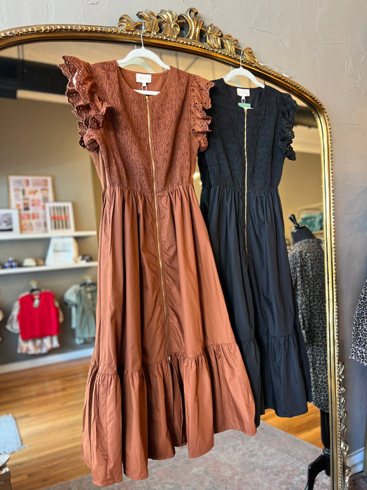 Zip Smock Midi Dress