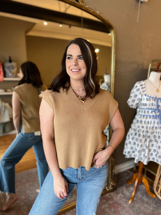 Mocha Side Button Sweater Vest