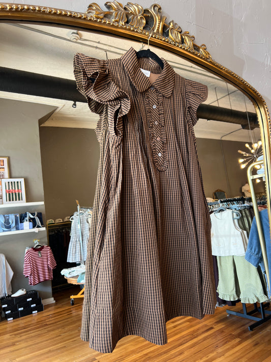 Tan Black Flutter Dress