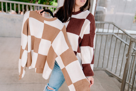Checkered Block Sweater