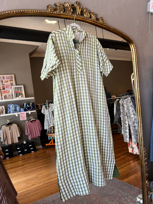 Olive Gingham Midi