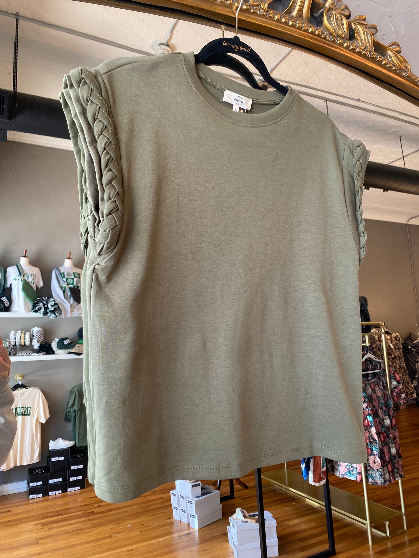 Olive Braided Trim Top