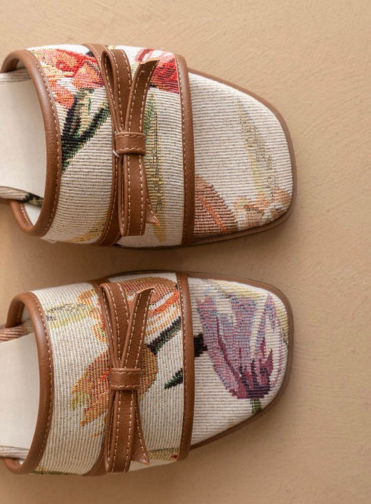 Beige Tulip Slide Sandal