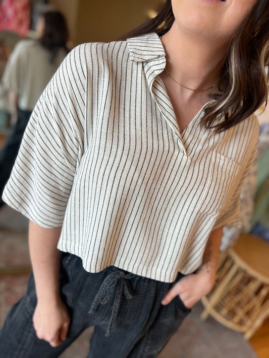 Striped Half Sleeve Top