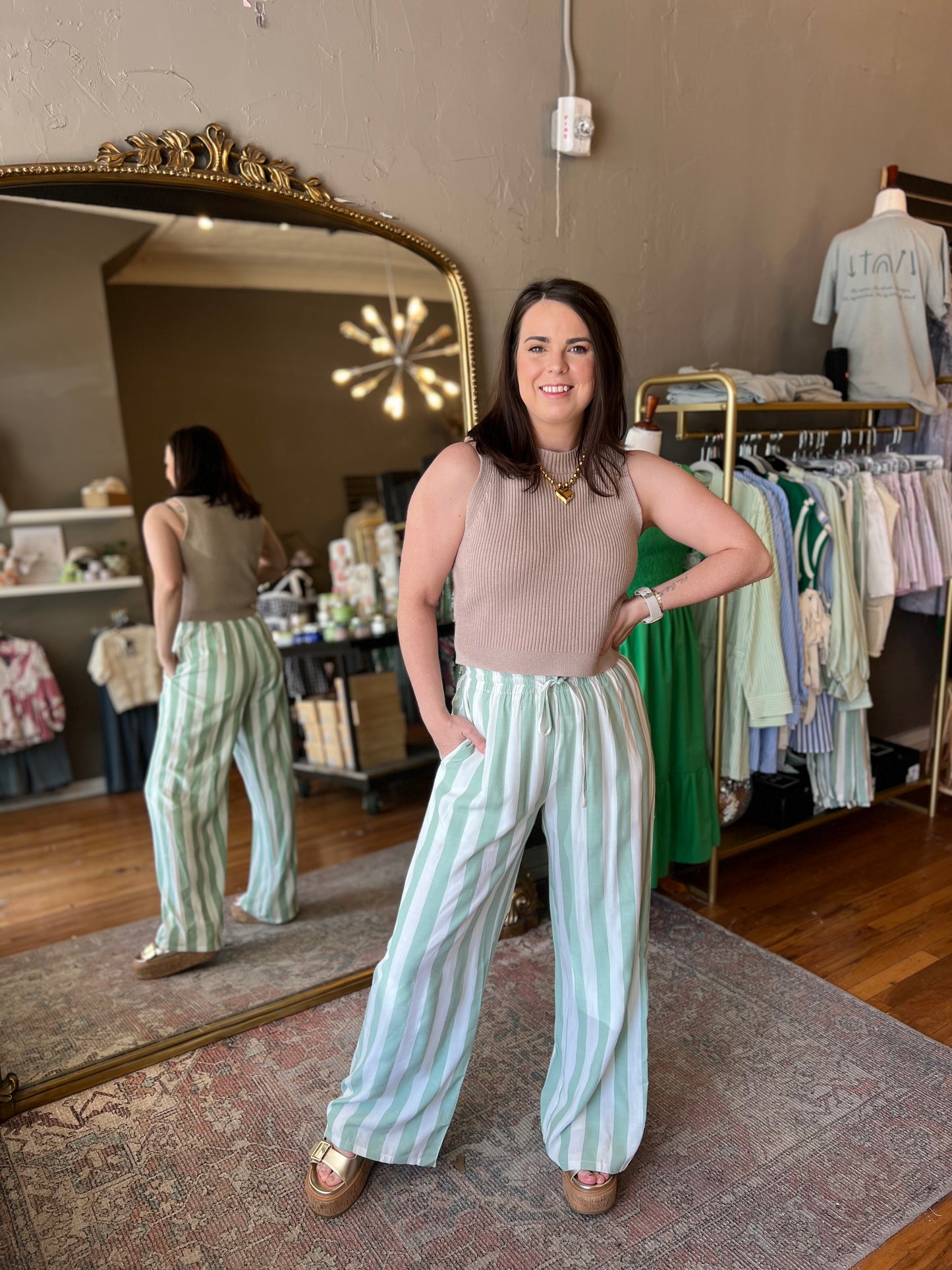Green Tea Striped Pant