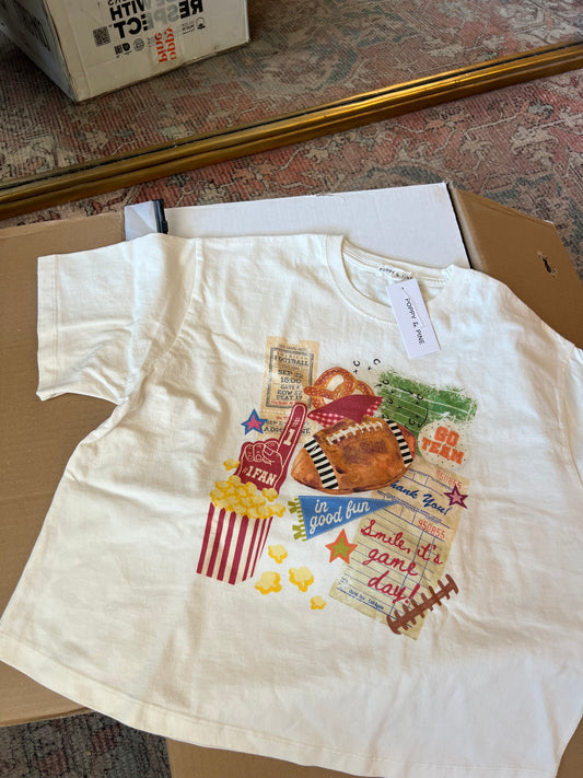 Football Collage Crop Tee