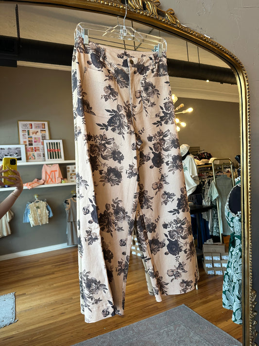 Floral Tan Pants