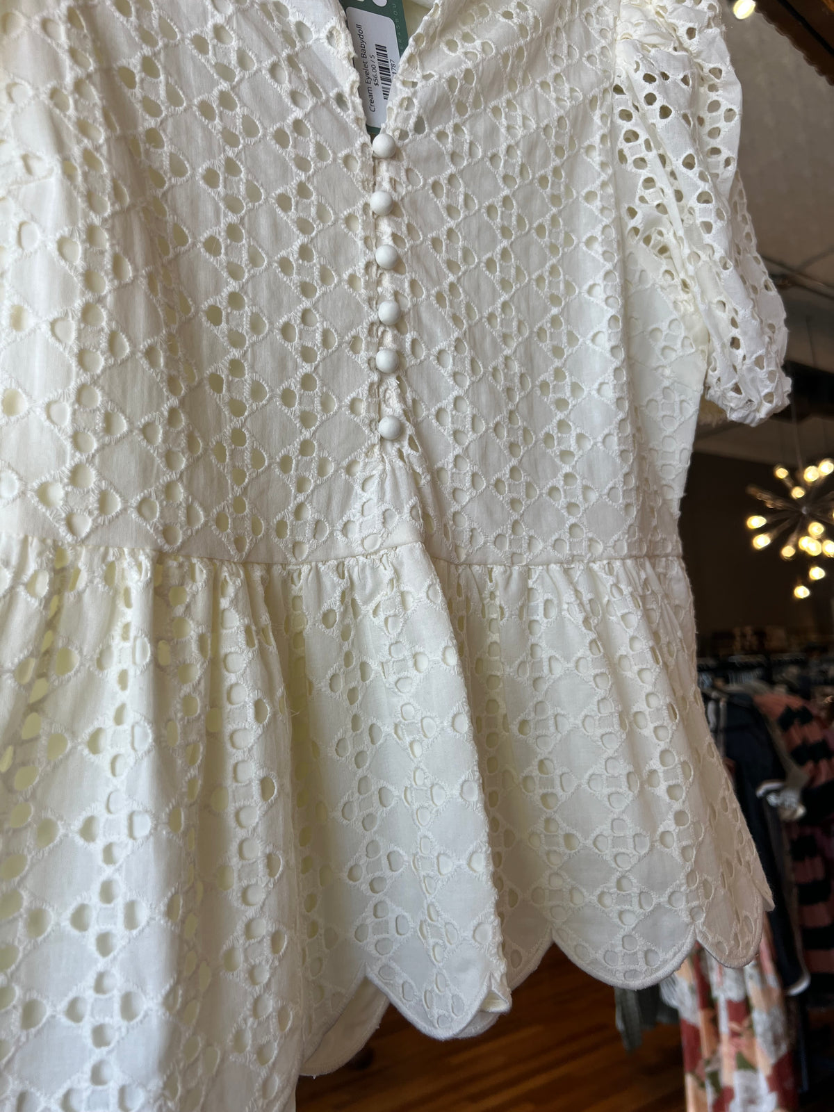 Cream Eyelet Babydoll