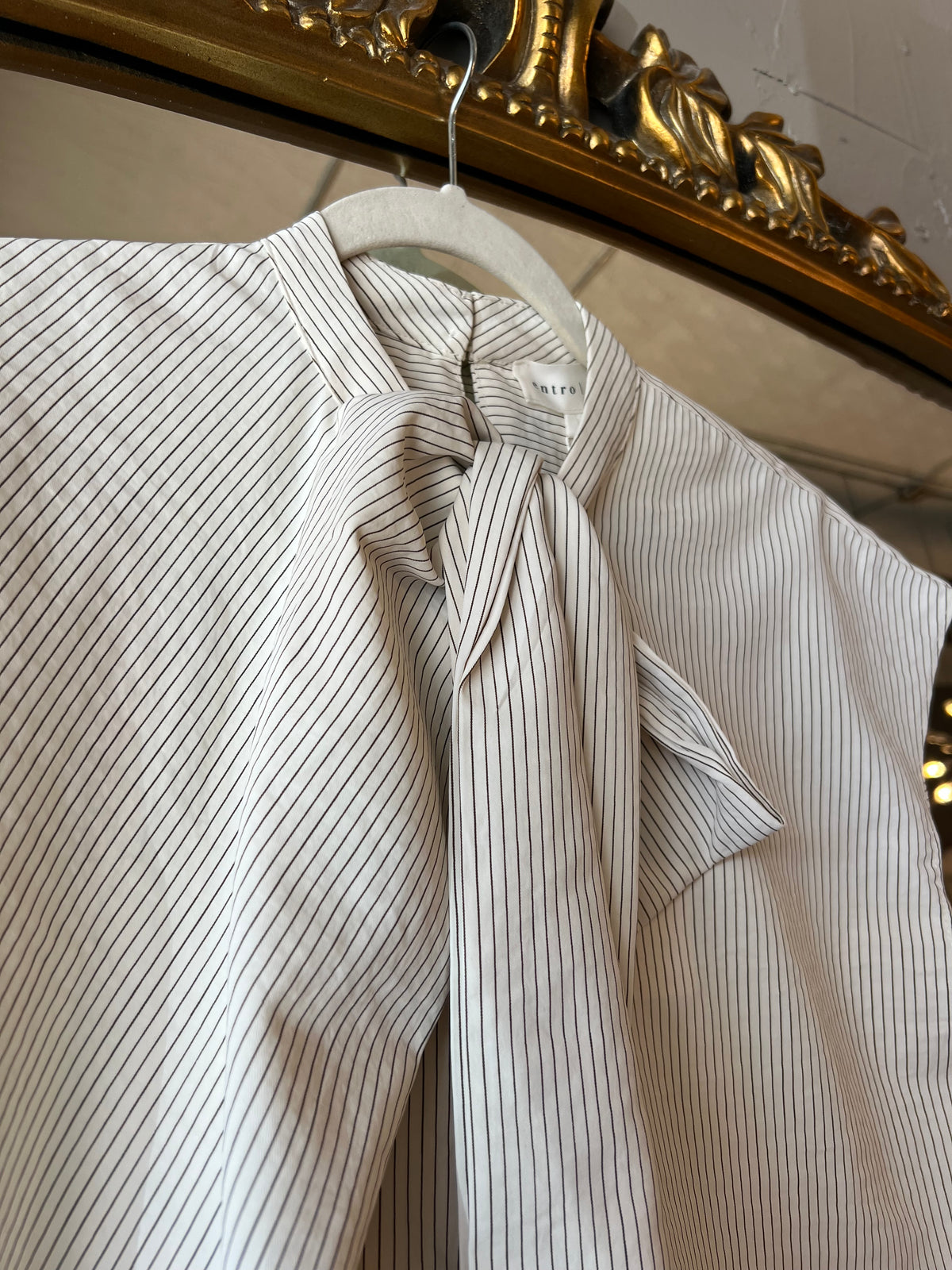 Cream Tie Neck Blouse