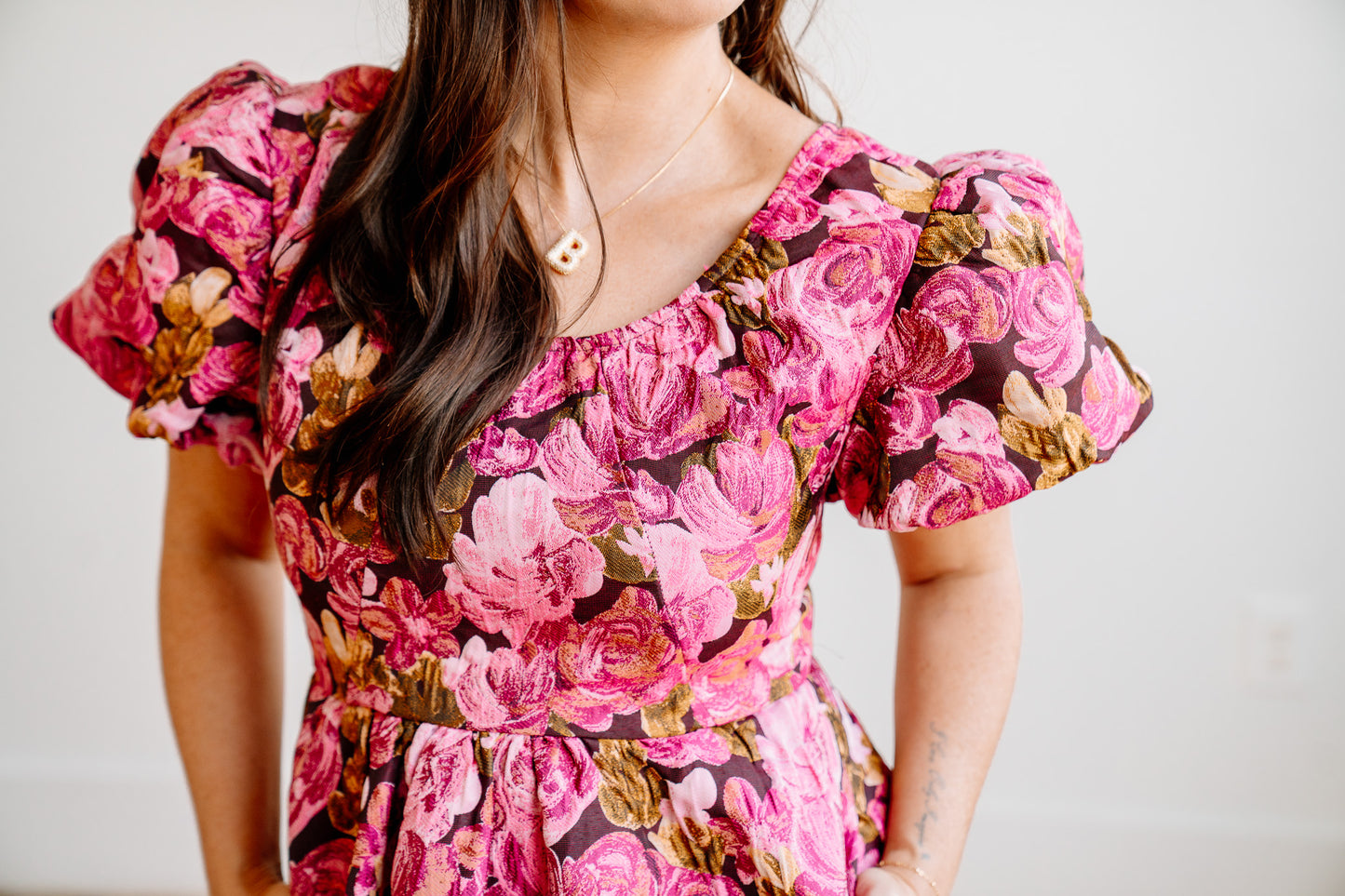 Berry Floral Jacquard Dress