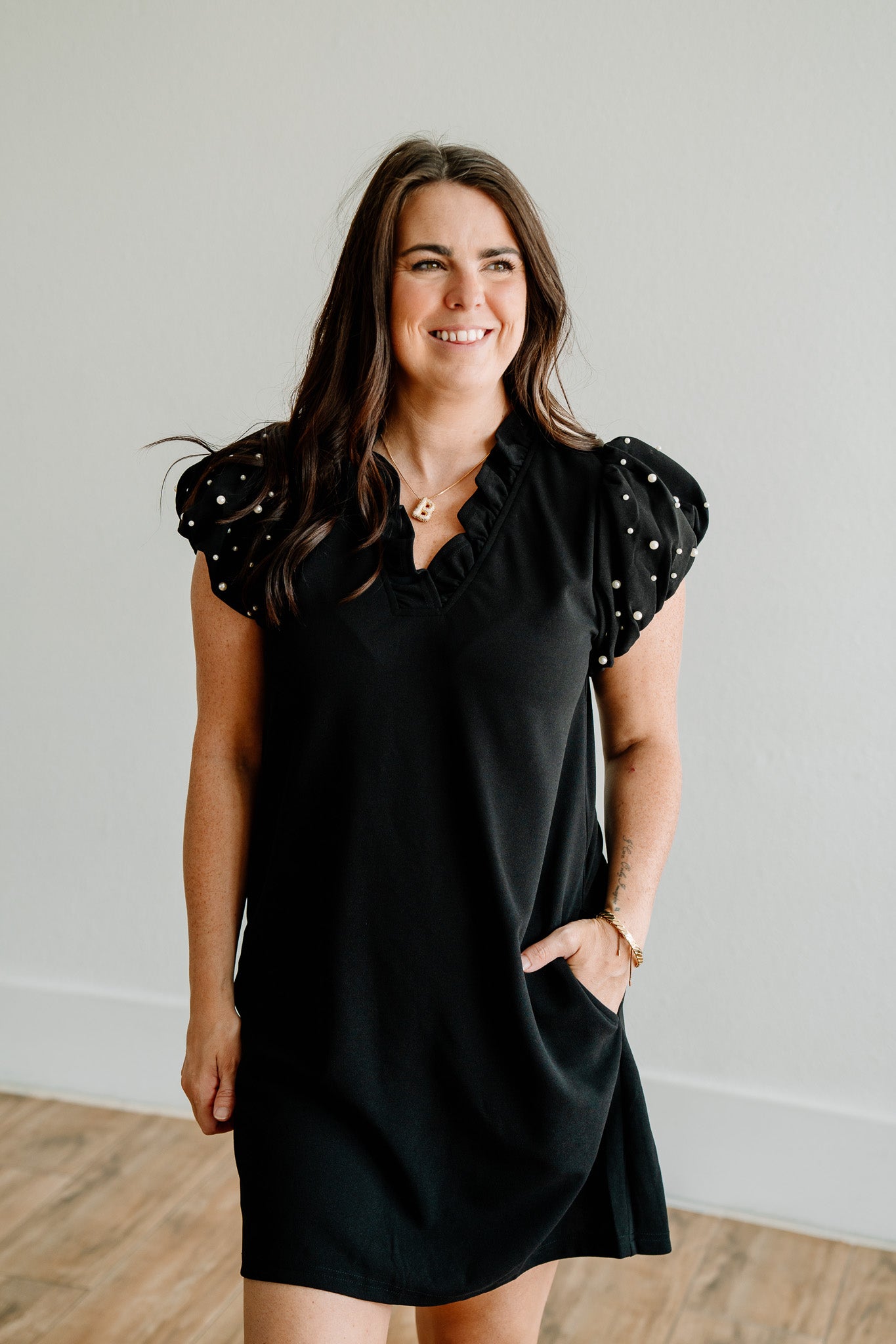 Black Pearl Puff Dress