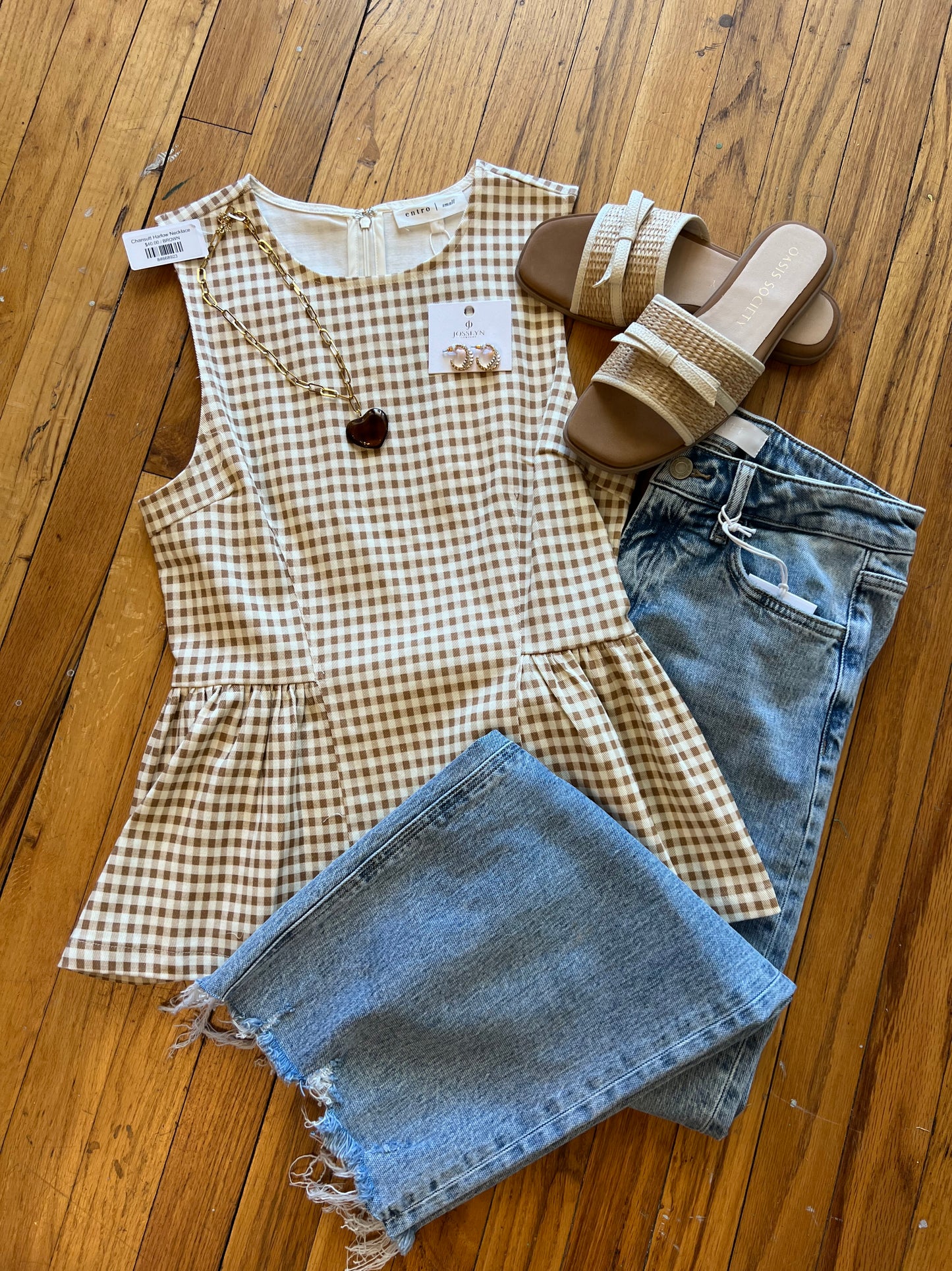 Neutral Gingham Top