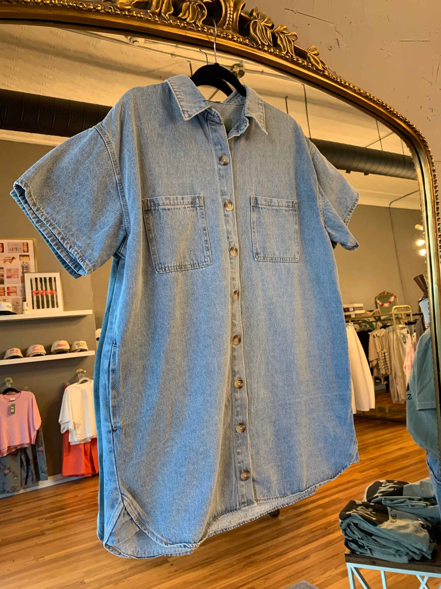 Cotton Denim Shirt Dress