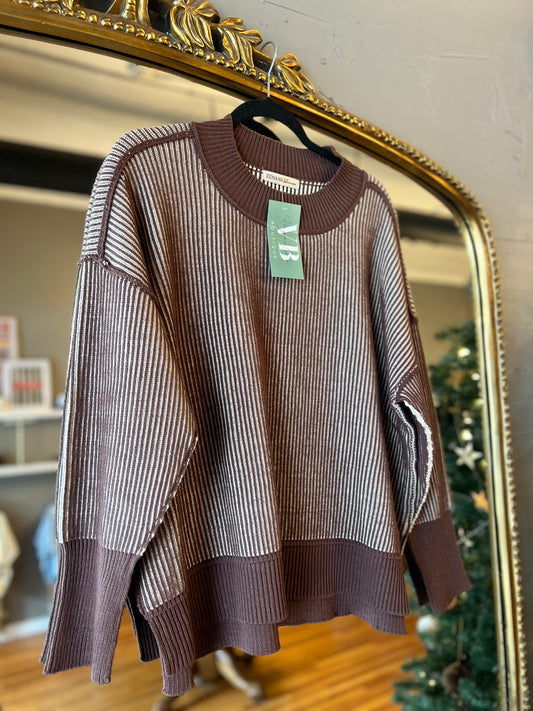 Two Tone Brown Sweater
