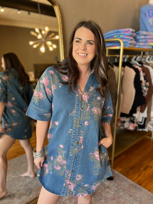 Blooming Chambray Dress