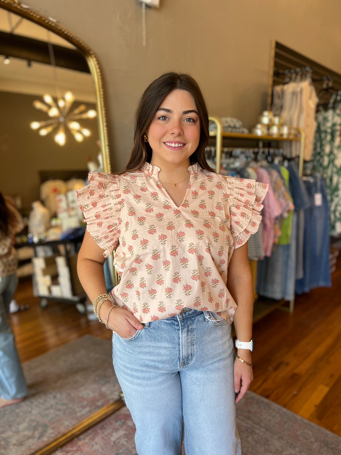 Peach Fizz Ruffle Top