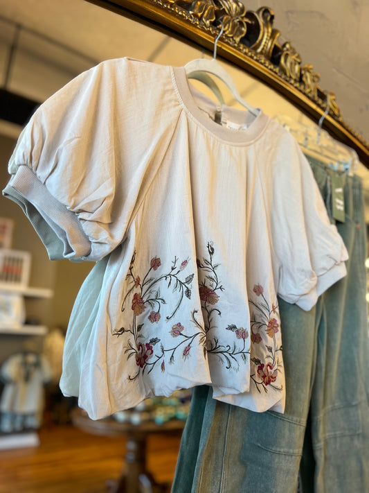 Embroidered Hem Top