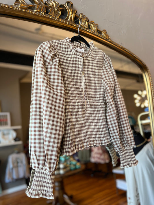 Zip It Gingham Top