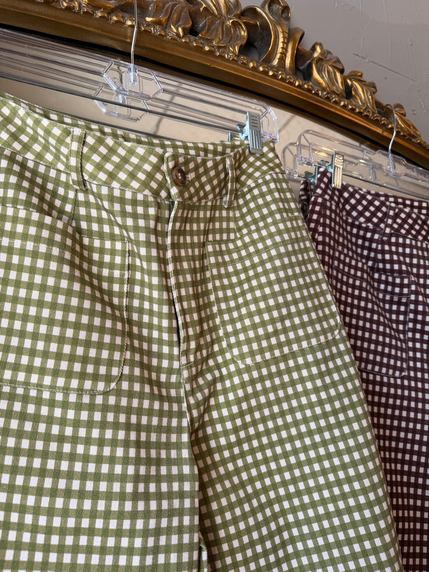 Gingham Ruffle Bottom Pant