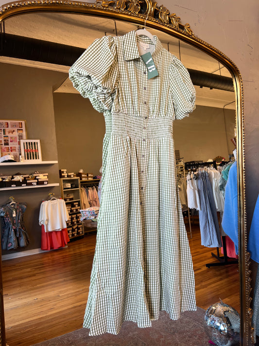 Sage Gingham Midi