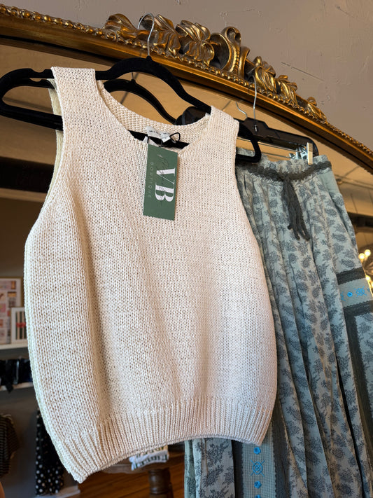 Ivory Sleeveless Knit Top
