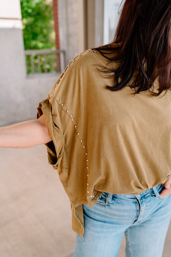 Washed Studded HiLo Top
