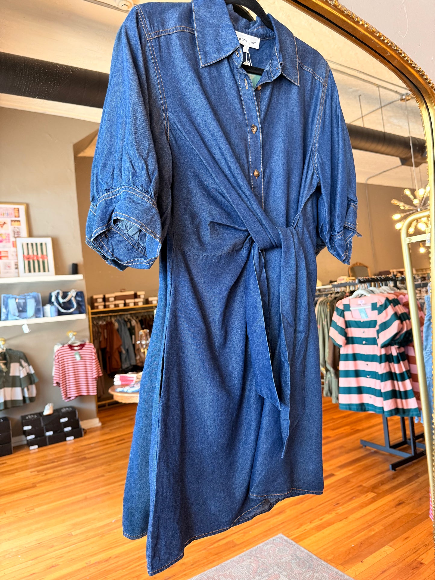 Denim Wrap Waist Dress