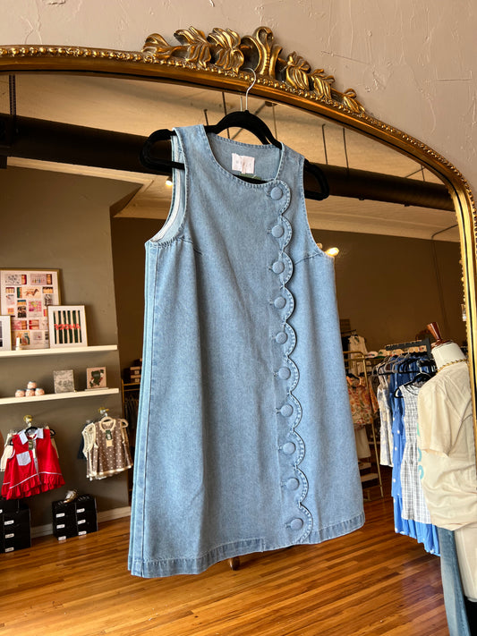 Denim Scallop Mini Dress