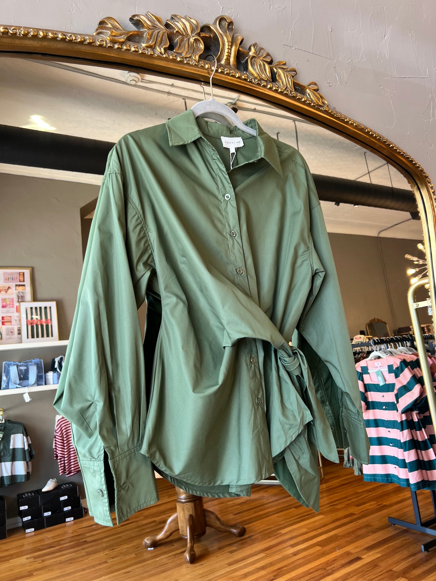 Olive Wrap Waist Top
