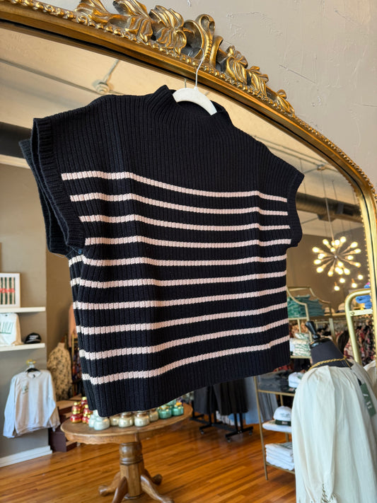 Striped Mock Neck Sweater