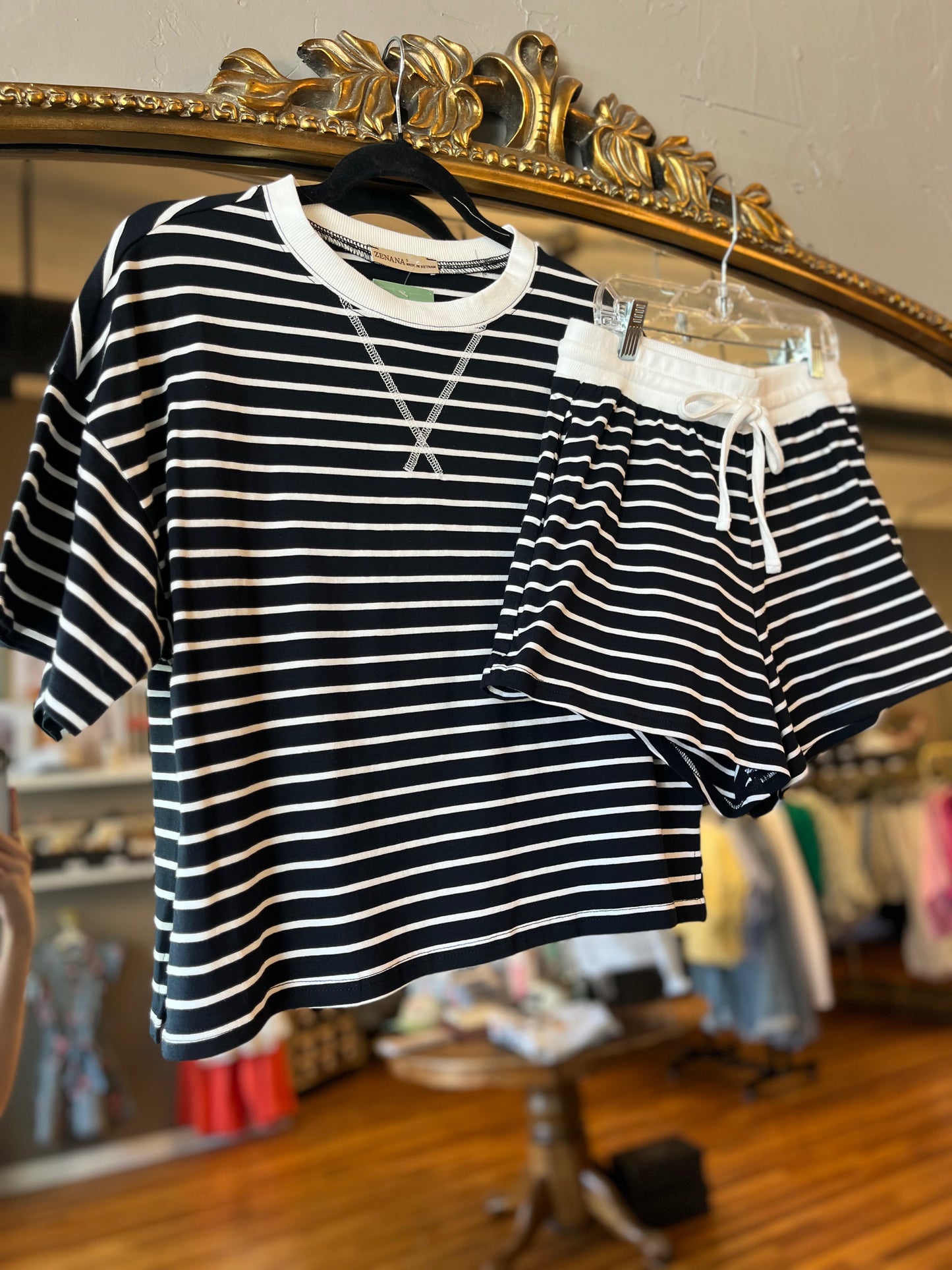 Striped Tee Short Set