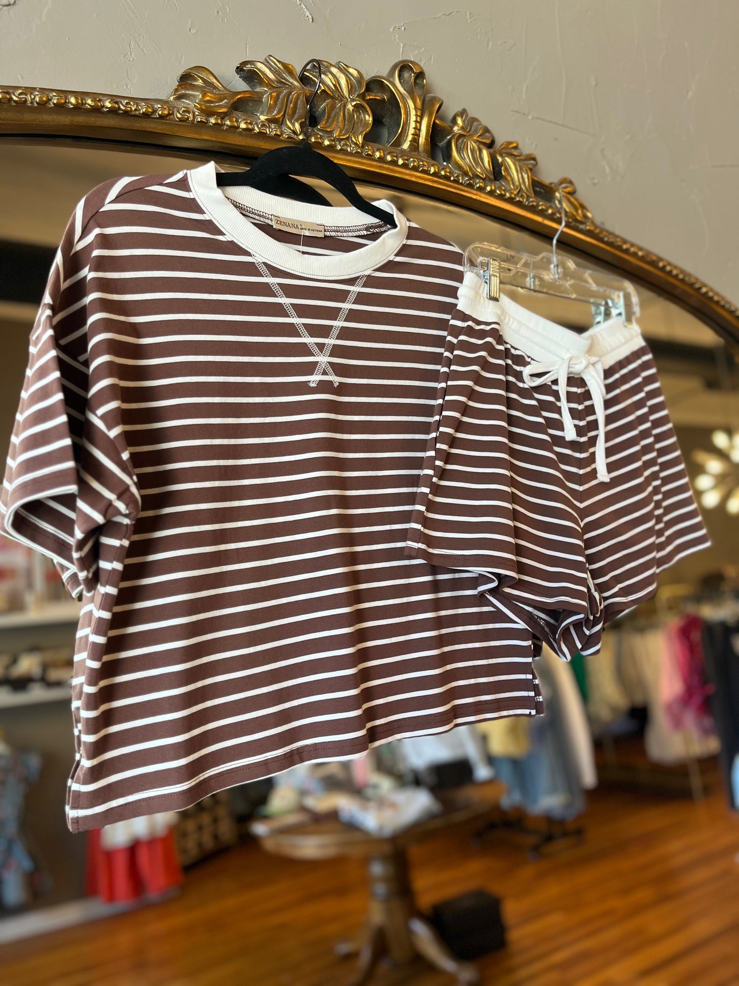 Striped Tee Short Set