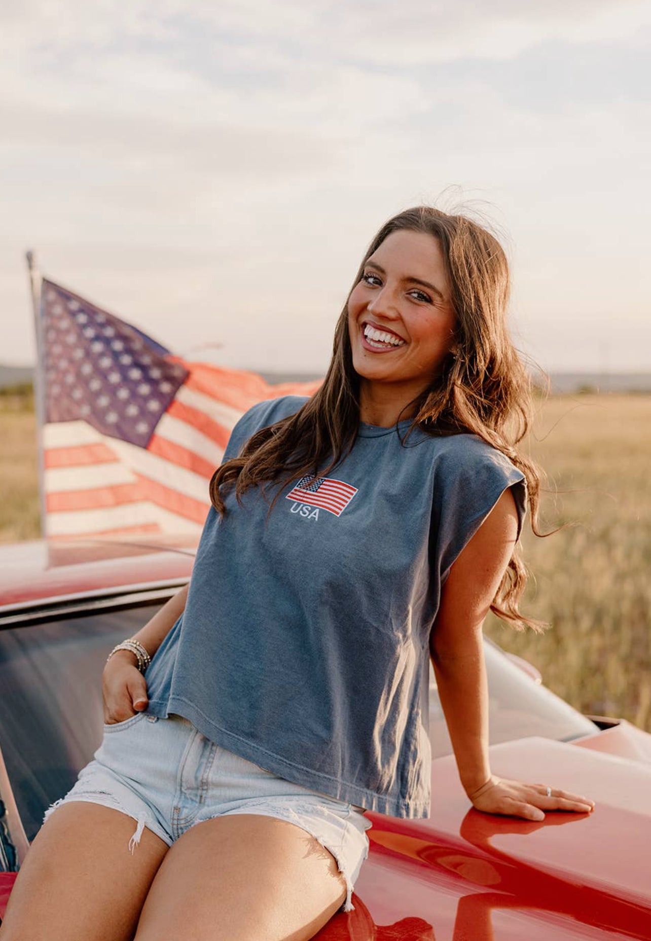 USA Embroidered Muscle Tank