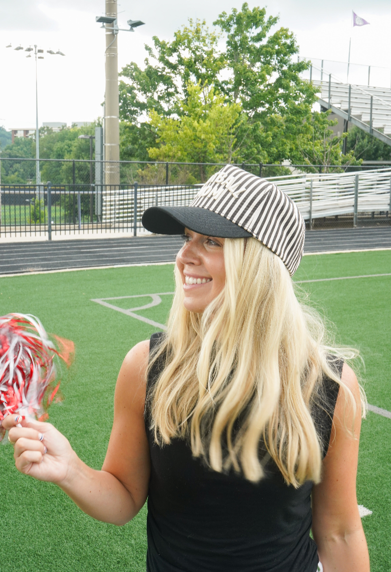 Football Mom Stripe Trucker