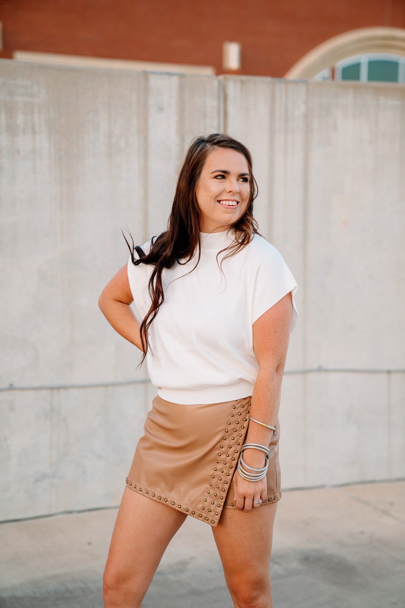 Vegan Leather Studded Skort
