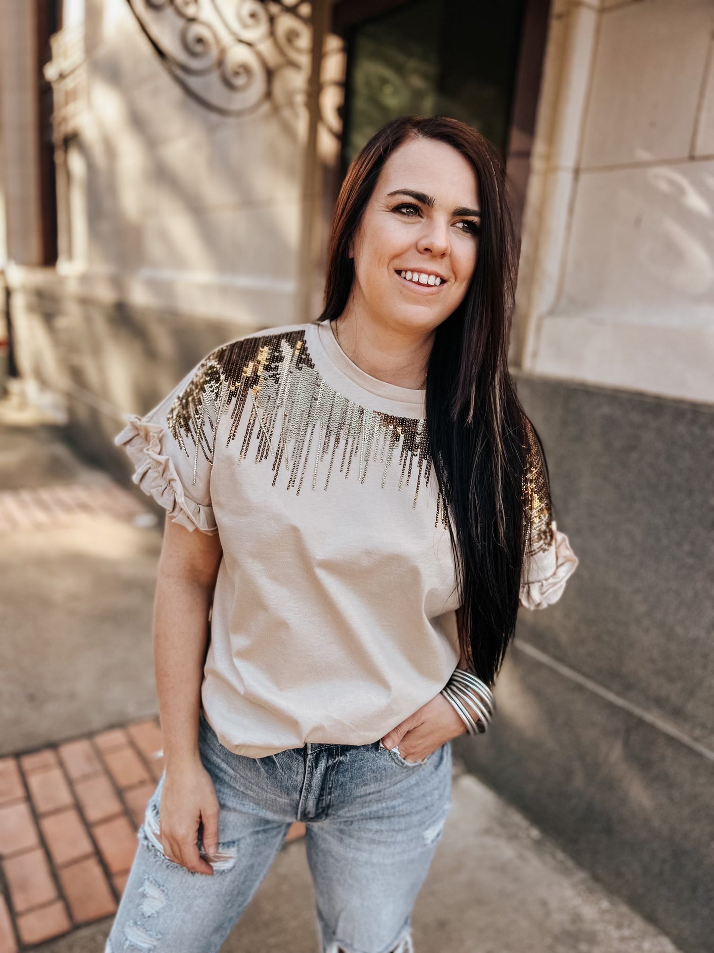 Late Night Sequin Knit Top