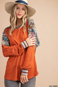 Rust top w/ combo sleeve