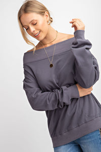 Faded Navy off shoulder top
