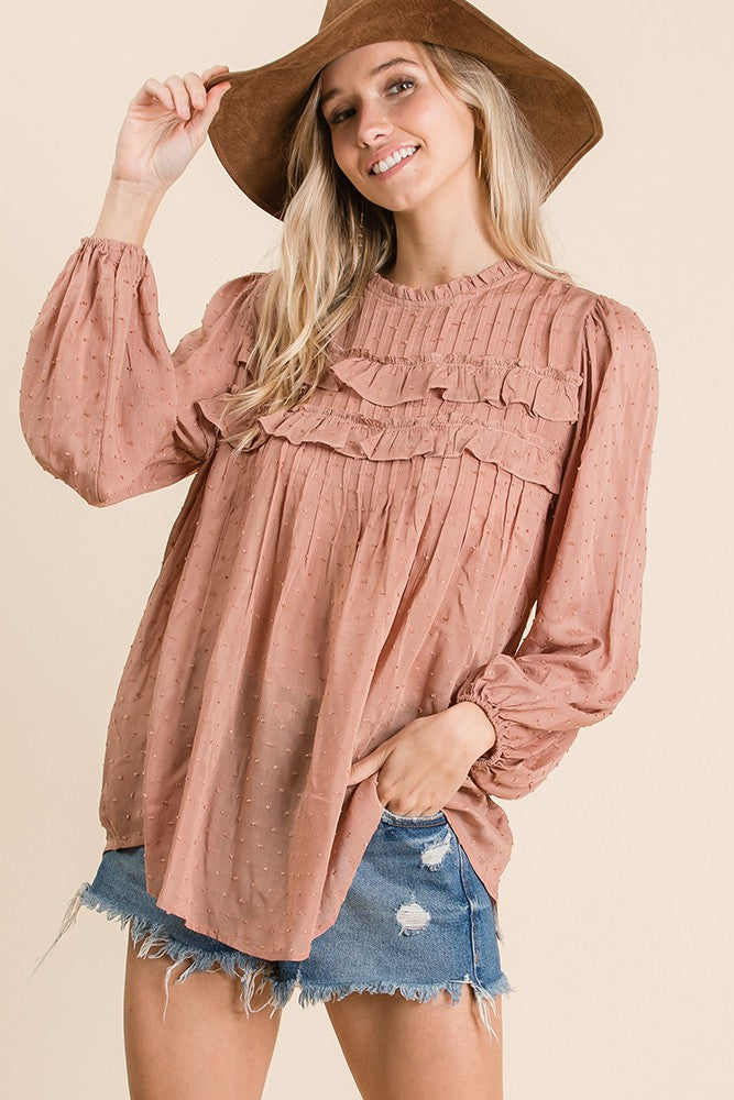 POLKA DOT EMBROIDERED TOP