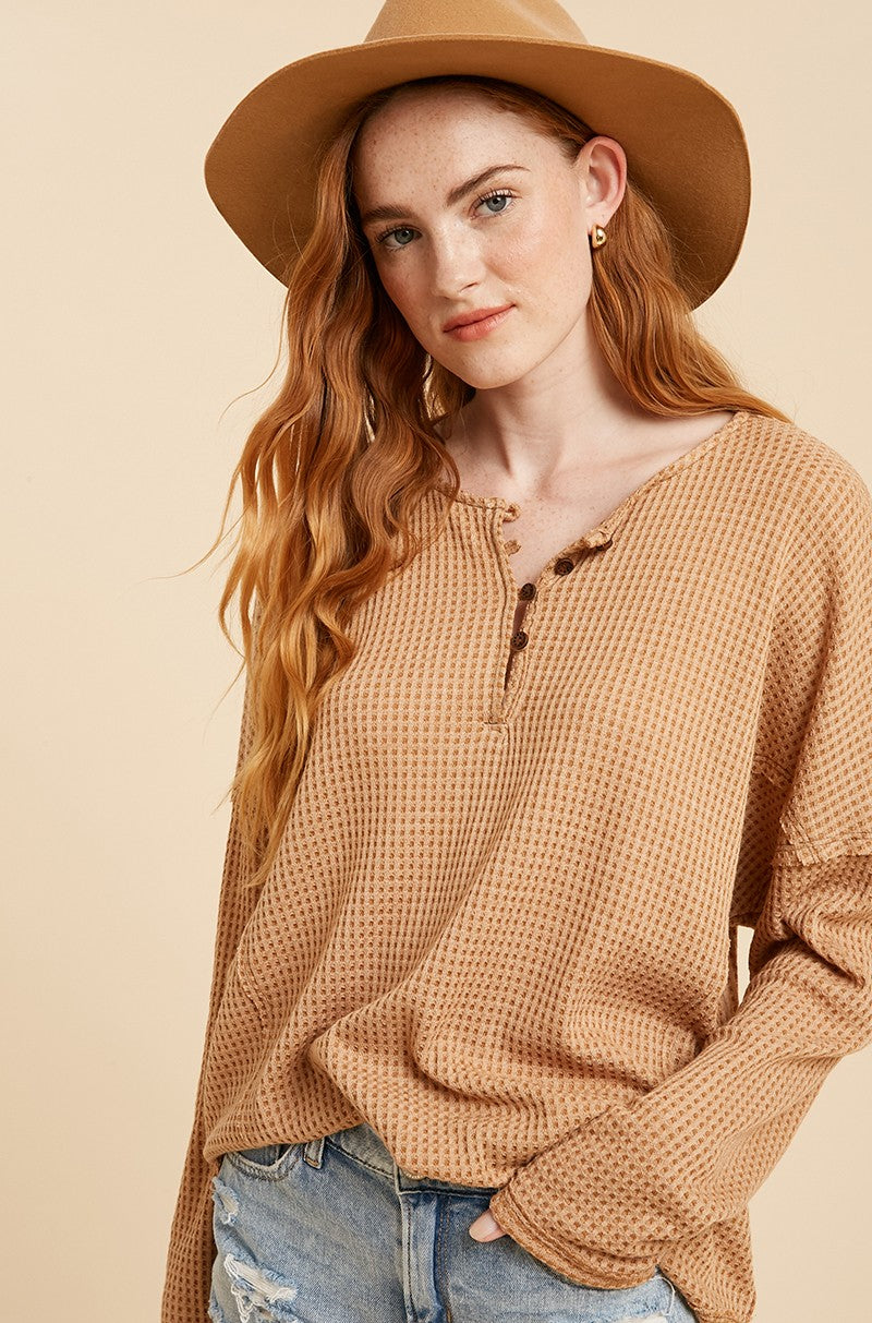 Dolman sleeve button up