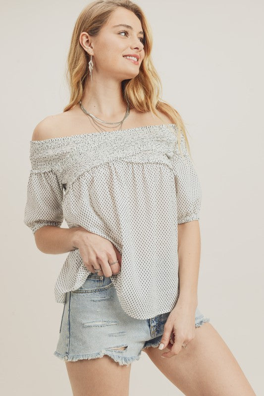 DOTTED OFF THE SHOULDER