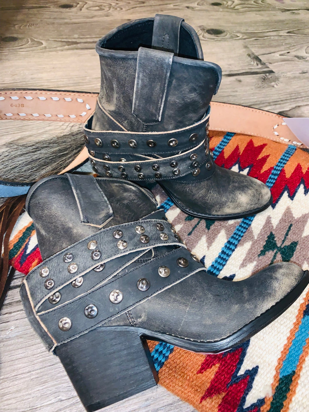 Cowboy Bootie- Charcoal