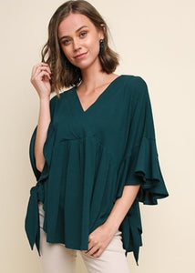 Layla Ruffle Sleeve V-Neck
