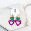 Mardi Gras Heart Earring